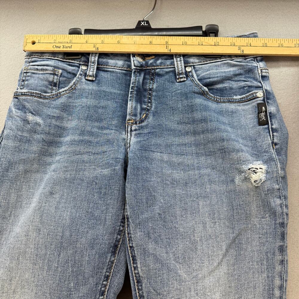Silver Jeans Women's 26x27 (2) Blue Boyfriend Tapered Distressed Mid Rise - Picture 11 of 15